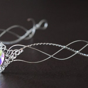 Celtic handmade tiara, silver color, perfect for symbolic weddings or elven-themed cosplay, unique piece