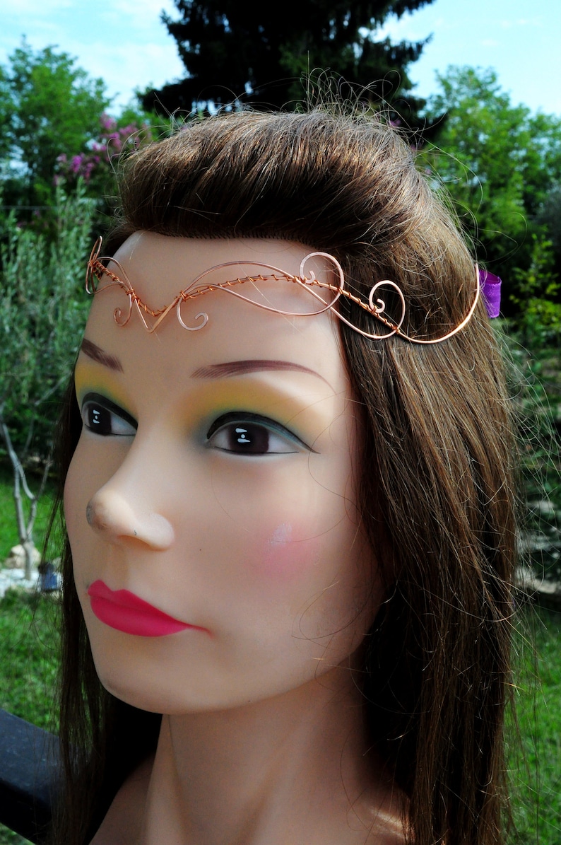 Celtic handmade tiara, copper color, perfect for symbolic weddings or elven-themed cosplay, unique piece image 9