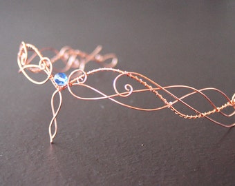 Celtic handmade tiara, copper color, perfect for symbolic weddings or elven-themed cosplay, unique piece