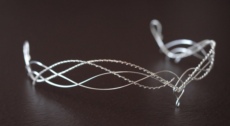 Celtic handmade tiara, silver color, perfect for symbolic weddings or elven-themed cosplay, unique piece image 2