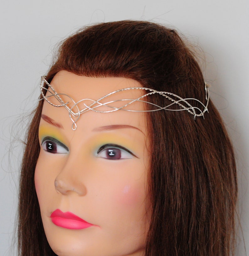 Celtic handmade tiara, silver color, perfect for symbolic weddings or elven-themed cosplay, unique piece image 4