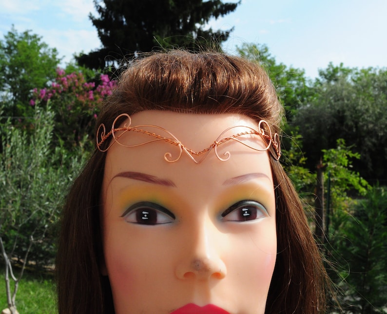 Celtic handmade tiara, copper color, perfect for symbolic weddings or elven-themed cosplay, unique piece image 8