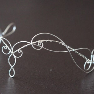 Celtic handmade tiara, silver color, perfect for symbolic weddings or elven-themed cosplay, unique piece