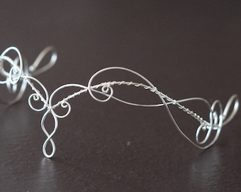 Celtic handmade tiara, silver color, perfect for symbolic weddings or elven-themed cosplay, unique piece