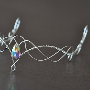 Celtic handmade tiara, silver color, perfect for symbolic weddings or elven-themed cosplay, unique piece