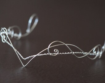Celtic handmade tiara, silver color, perfect for symbolic weddings or elven-themed cosplay, unique piece