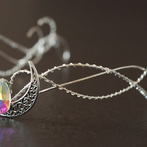 Celtic handmade tiara, silver color, perfect for symbolic weddings or elven-themed cosplay, unique piece