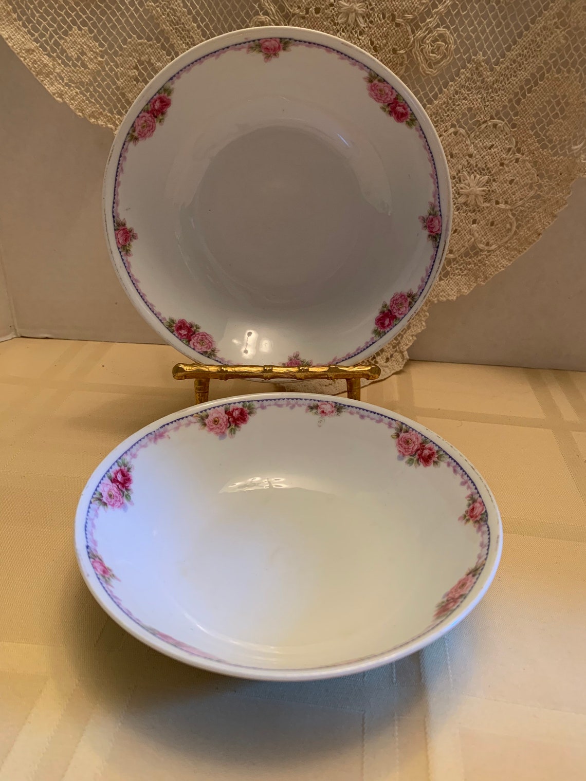 Vintage Bavarian Pink Rose Pattern china Small Bowls Etsy
