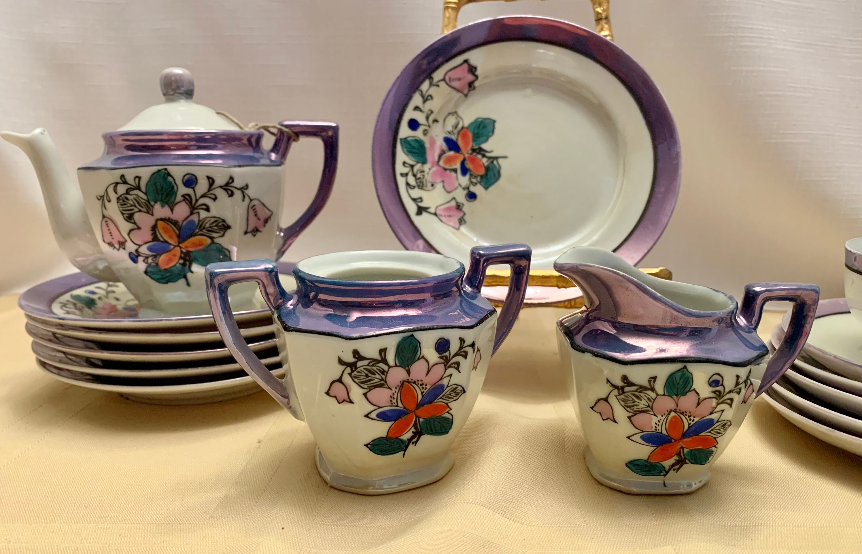 Blue Luster Tea Set - Etsy