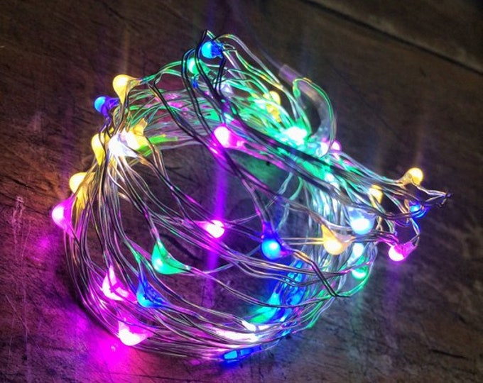 5 Metre Battery Fairy Light String. Copper Wire & Mixed Colour Etsy