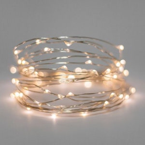 Fairy lights string 5 - 10 m battery silver copper wire & warm white LED lights - wedding decor - wedding lights - christmas lights