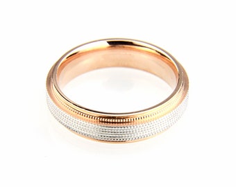 Rose and White Gold with Full Millgrain