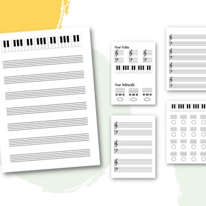 Printable Blank Sheet Music Manuscript Paper, 12 Stave, Printable PDF  Instant Download, Piano Staff Paper, A4 & US Letter 