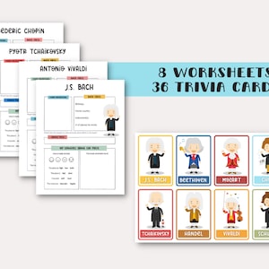 PAQUETE Compositor [Tarjetas de trivia y hojas de trabajo]