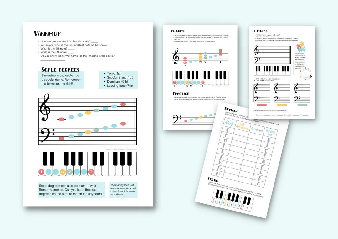 Scale Degrees & Primary Chords Worksheets - Etsy Australia