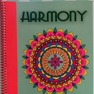 Harmony adult coloring book, coloring book, stress relief, hand drawn, spiral bound