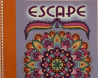 Escape adult coloring book, abstract coloring book, relaxing, coloring, hand drawn designs, spiral bound