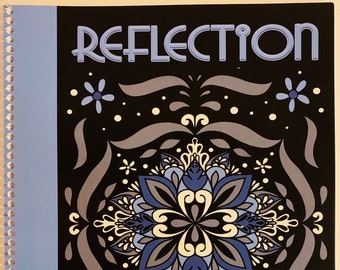 Reflection adult coloring book, coloring book, stress relief, symmetry, hand drawn, spiral bound