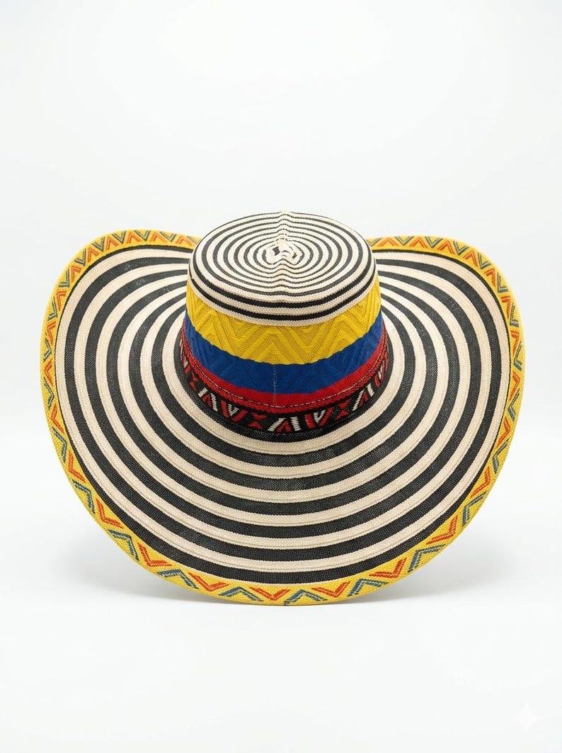 Colombiansk Vueltiao-hatt, slitstarkt festtillbehör i syntetfiber Tricolor hat