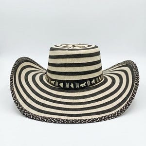 Colombiansk Vueltiao-hatt, slitstarkt festtillbehör i syntetfiber Black and white hat