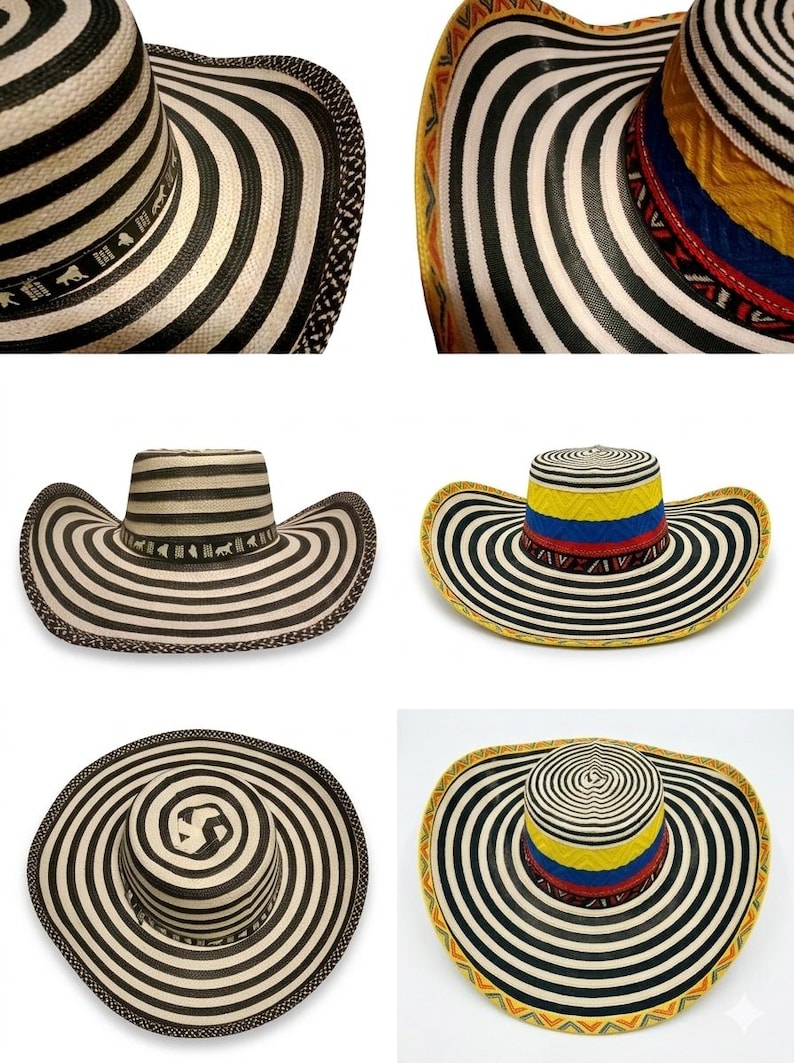 Colombiansk Vueltiao-hatt, slitstarkt festtillbehör i syntetfiber bild 9