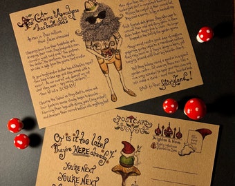 Fun Hipster postcard, Gnome apocalypse, Any occasion fun card, Funny poem, Big Beardie Explosion, Invasion of the Body Snatchers