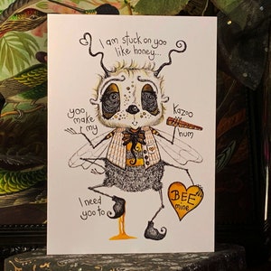 Be Mine Karte, Valentinstagskarte, Hochwertige Recycling-Karte, Verlobungskarte, Biene Mine, Jubiläumskarte, lustige Karte, Überraschung im Inneren