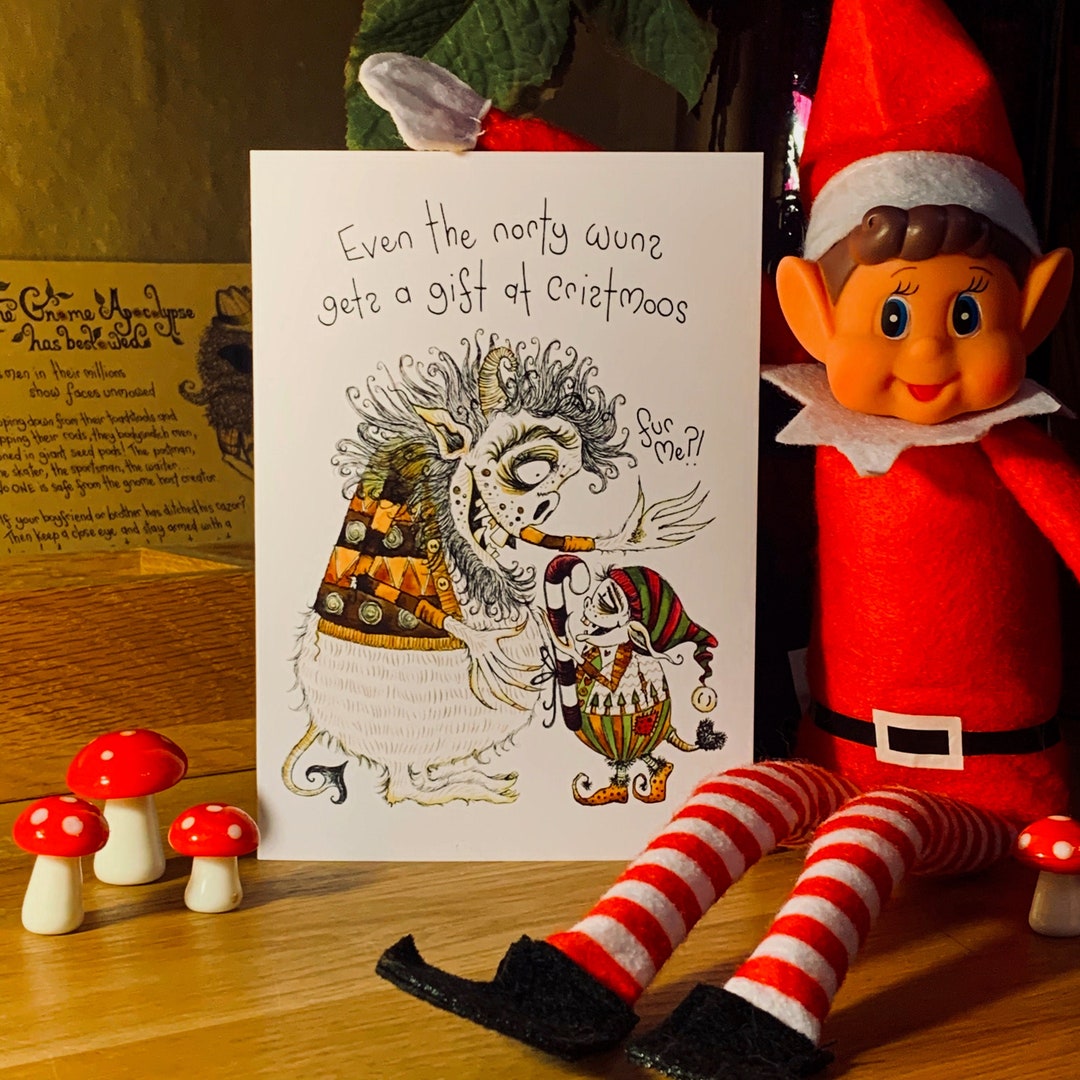 Christmas Card Surprise Inside Monster Card Elf Card Etsy