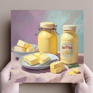 Irish Butter on a plate CANVAS PRINT - Original Oil Painting Ireland Food Wall Art Kitchen Still Life Artwork