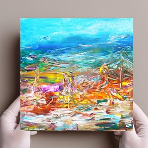 Strand Malerei Kalifornien Original Kunst Sommer Szene Ölgemälde Küsten Kunstwerk Ozean kleine Wandkunst