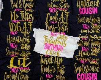 Customized Birthday Queen Shirt–Personalized Birthday Squad Tees for Women-Ideal for Vegas & Miami Trips, Girls Getaway and Birthday Parties