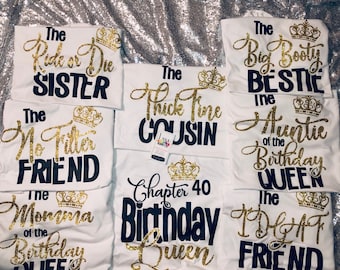 Customized Birthday Queen Shirt–Personalized Birthday Squad Tees for Women-Ideal for Vegas & Miami Trips, Girls Getaway and Birthday Parties