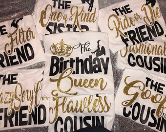 Customized Birthday Queen Shirt–Personalized Birthday Squad Tees for Women-Ideal for Vegas & Miami Trips, Girls Getaway and Birthday Parties