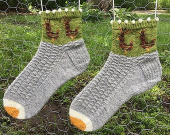 Funky Polish Chicken Sock stranded knitting pattern PDF download, also available under SGD knitting pattern collection #1: Critter Knits