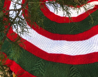 Forest for a Tree Skirt knitting pattern PDF download and bonus Sweet Stripes Pillow and Draft Stopper pattern