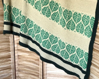 Love Leaf Afghan stranded knitting pattern PDF download