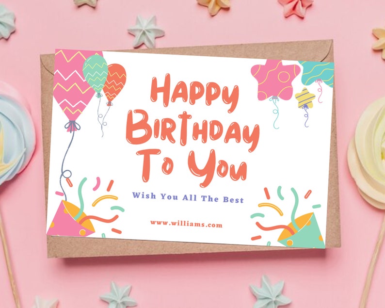 Instant Download Birthday Card PDF Birthday Card Print at Home Office