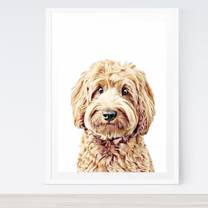 Goldendoodle Dog, Digital Download, Dog Poster, Golden Doodle Animal Art, Printable Home Decor, Pet Portrait, Instant Download