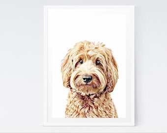 Goldendoodle Dog, Digital Download, Dog Poster, Golden Doodle Animal Art, Printable Home Decor, Pet Portrait, Instant Download