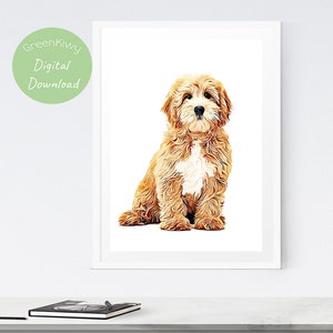 Goldendoodle Portrait, Printable Wall Art, Digital Download, Dog Poster, Golden Doodle Print, Dog Poster, Instant Download, Pet Portrait