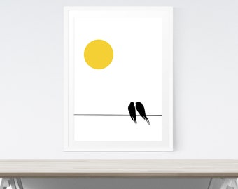 "Vögel auf Draht"" Art Print: Minimalistisches Bild (Digitaler Download)"