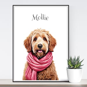 Personalized Goldendoodle Portrait Print: Dog Home Decor