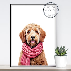Goldendoodle Dog, Digital Download, Dog Poster, Golden Doodle Animal Art, Printable Home Decor, Pet Portrait, Instant Download