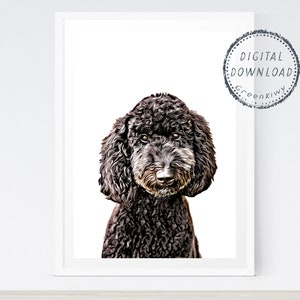 Black Goldendoodle, Digital Download, Printable Digital Dog Art, Home Decor, Pet Portrait, Instant Download