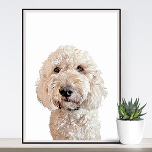 Labradoodle Dog Printable Art, Instant Download, Portrait Wall Art Poster, Doodle Portrait, Golden Dog Art