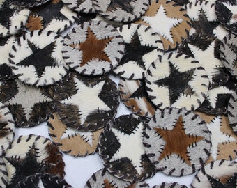 Cowhide Coaster Star Assorted - Size (4.5 Inches or 11 CM) - Genuine Cowhide Coasters