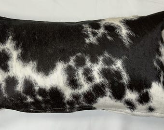 Cowhide Pillow 22"x12"  Black & White Cowhide Pillow Cover - New Cowskin Cushion Cover