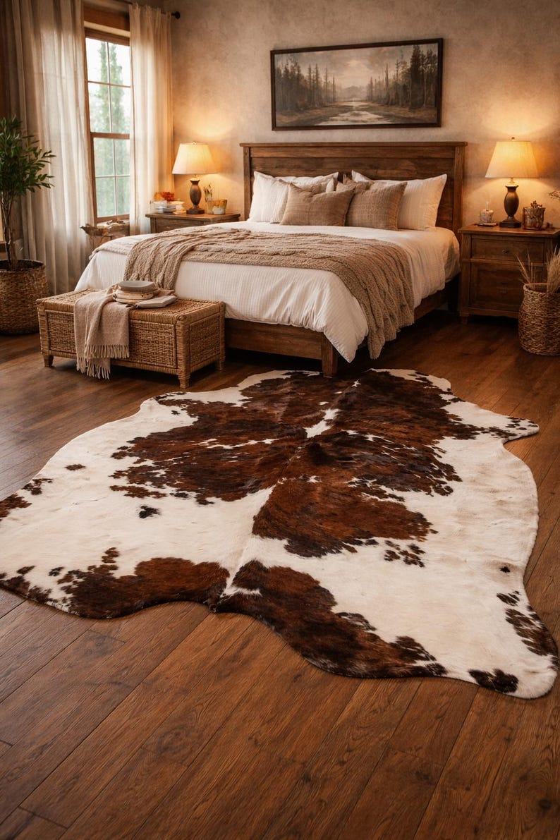 Tricolor Cowhide Rug/ Size (7'X6' Ft, 6'x5' Ft)/ Premium Quality Cowhide Rug image 3