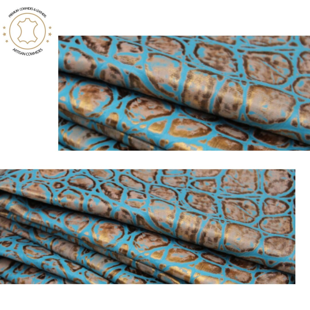 Embossed LEATHER Sheets Turquoise Brown Tortoise Embossed Etsy