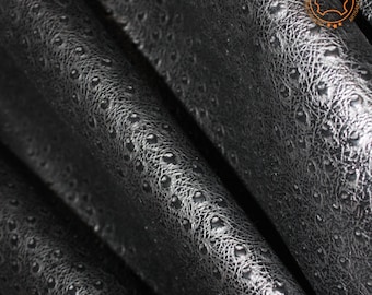 Ostrich Embossed Leather Black: Leather 3 .5- 4.0 oz. | 1.4 - 1.6 mm - Leather for Projects - Leathercraft